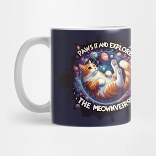 Paws it and Explore the Meowniverse - Cute Cat in Space Design Mug